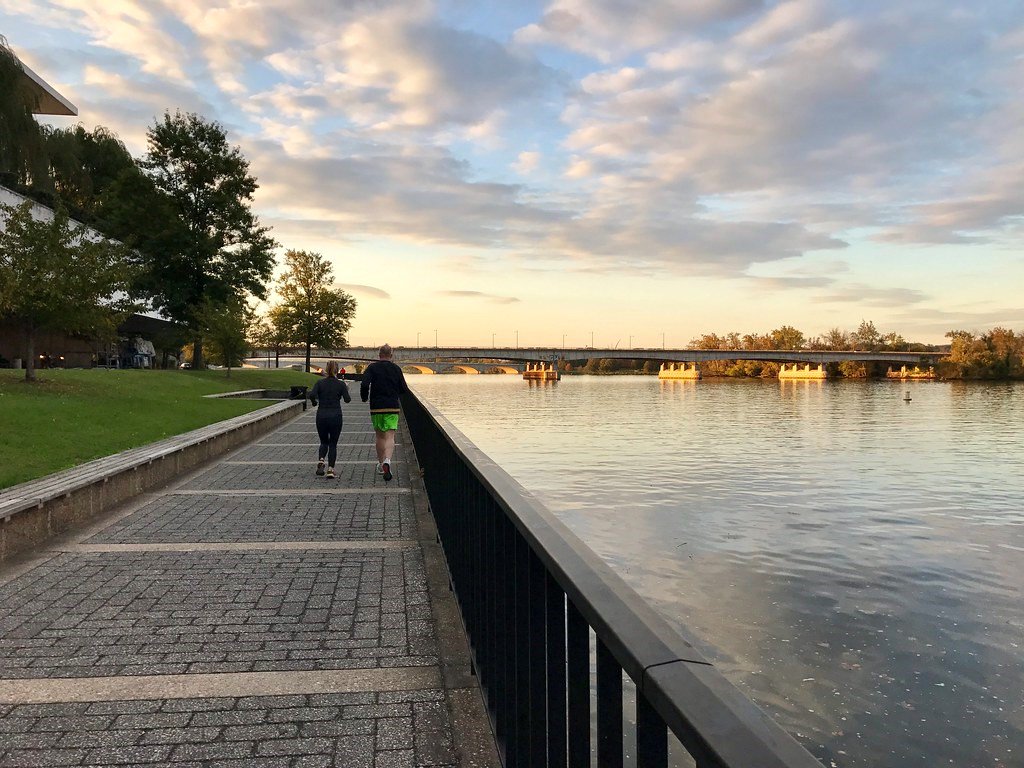 Running by the Kennedy Center, Washington, DC